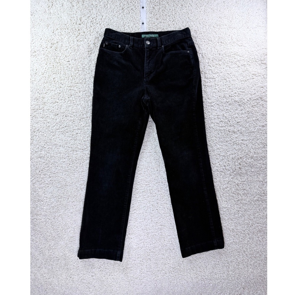 Ralph Lauren Corduroy Pants Womens 4 Black Straight Leg Lauren Jeans Co Trousers